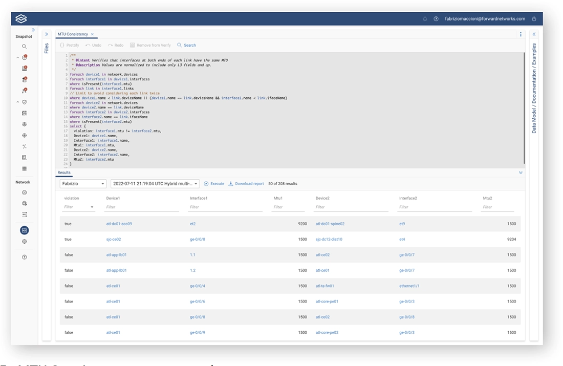 Figure 5 - MTU Consistency query example