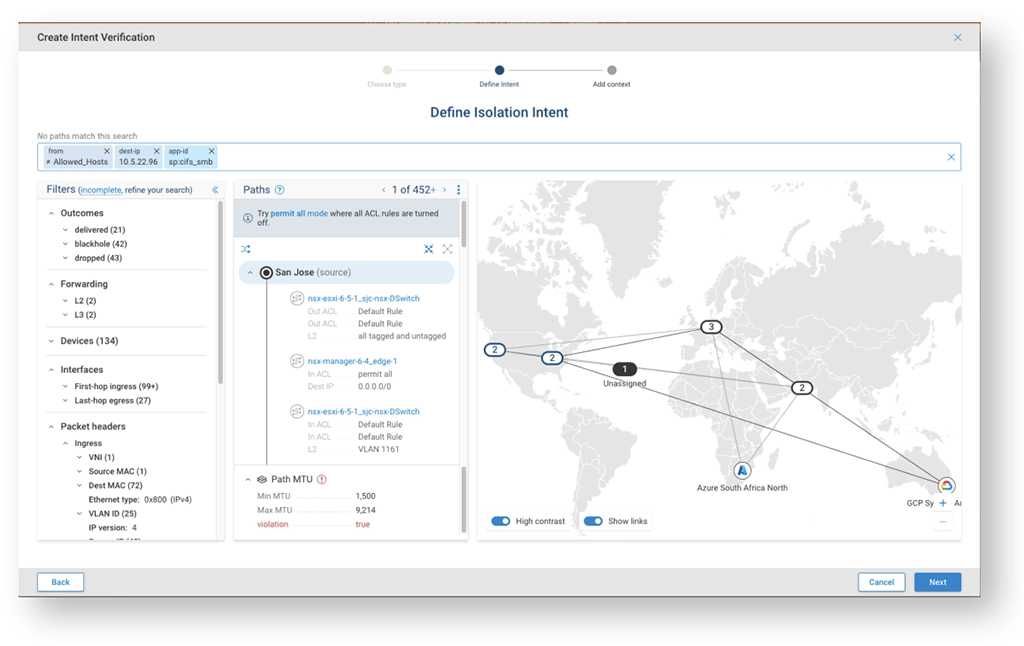 Screenshot defining intent check