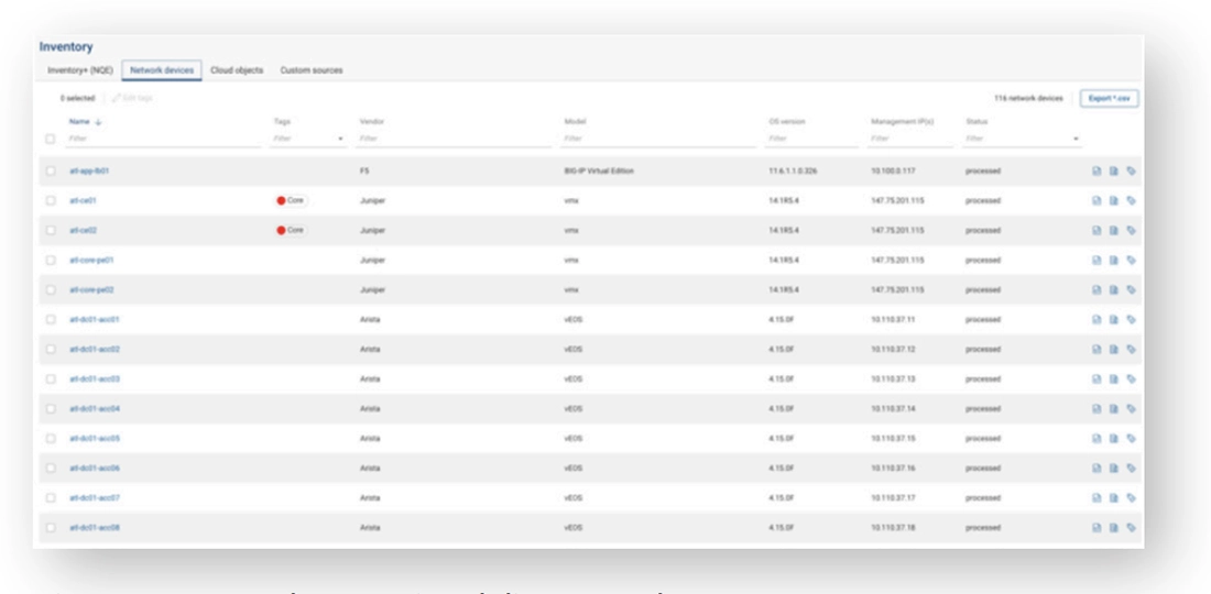 Figure 3: Forward Enterprise delivers an always accurate network inventory, including End of Life and End of Service